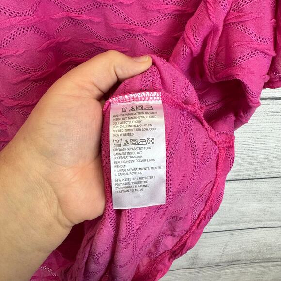 Belle by Kim Gravel V-Neck Textured Blouses - Pink and Orange - Picture 6 of 13